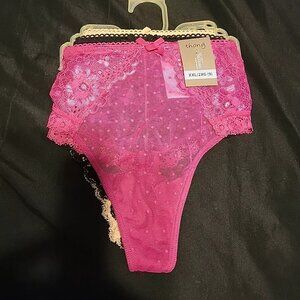 NWT Secret Treasures Panties PLUS Thong Sheer Lace Pink Black Nude 2x XXL 9